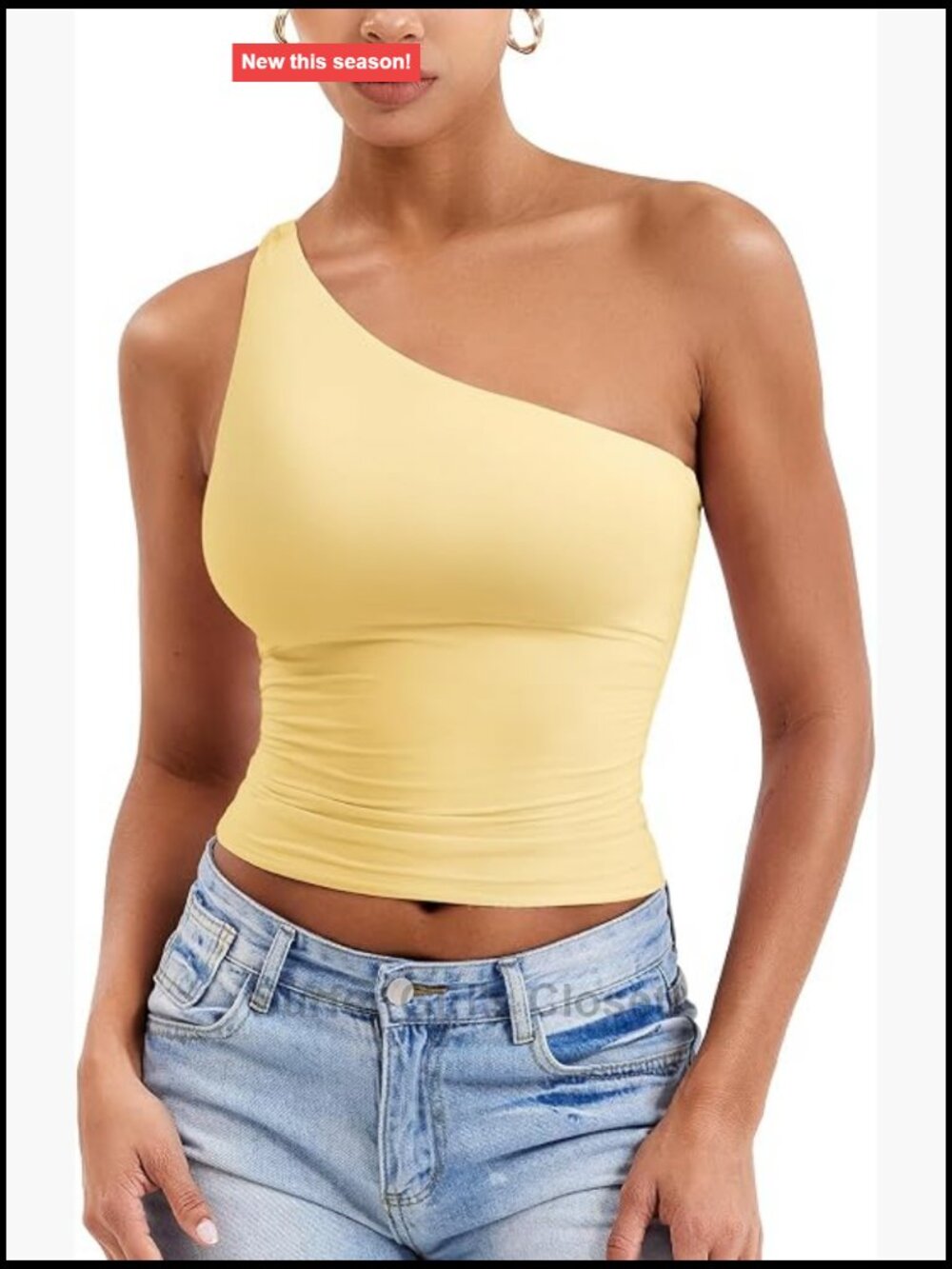 One Shoulder Sleeveless Tank Top Double Lined Nylon Spandex